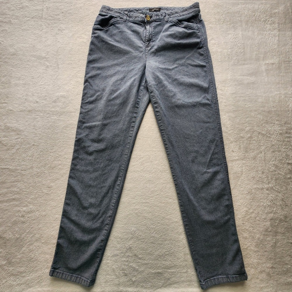 Reitmans Herringbone Trousers Womens 14 33W 30L Blue Stretch Casual Basic Pants